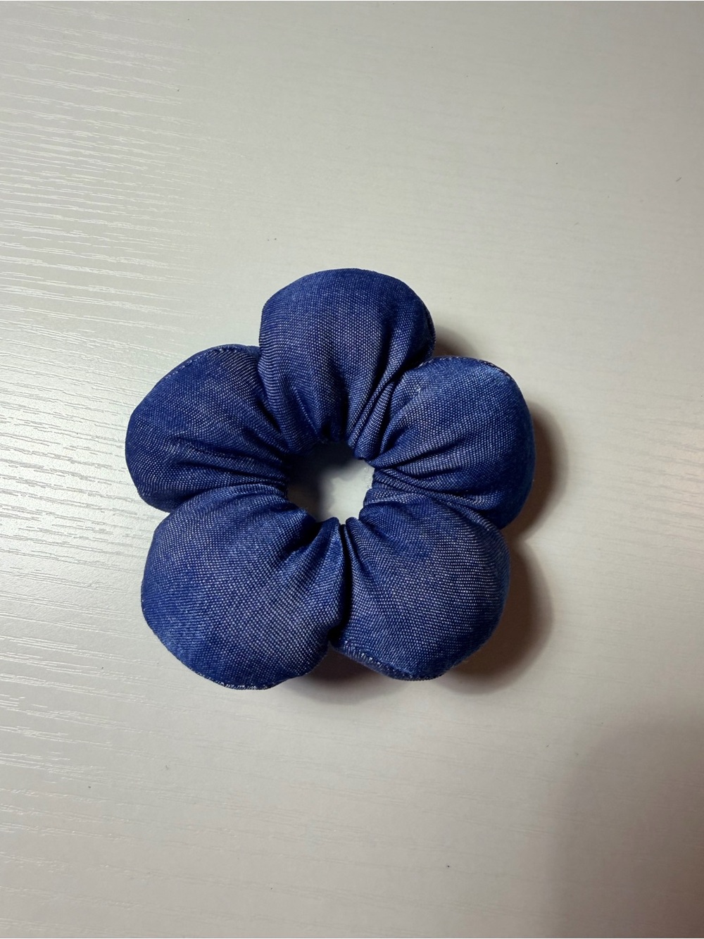 Denim Blue Flower Scrunchie